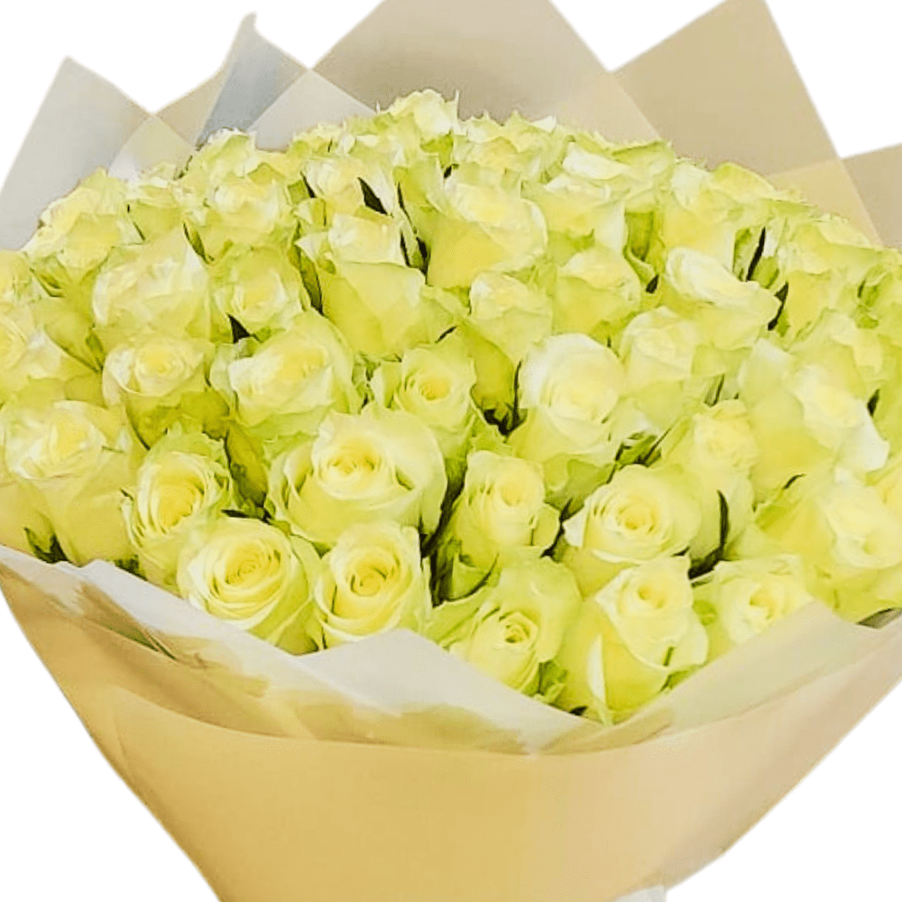 50 white Rose bouquet